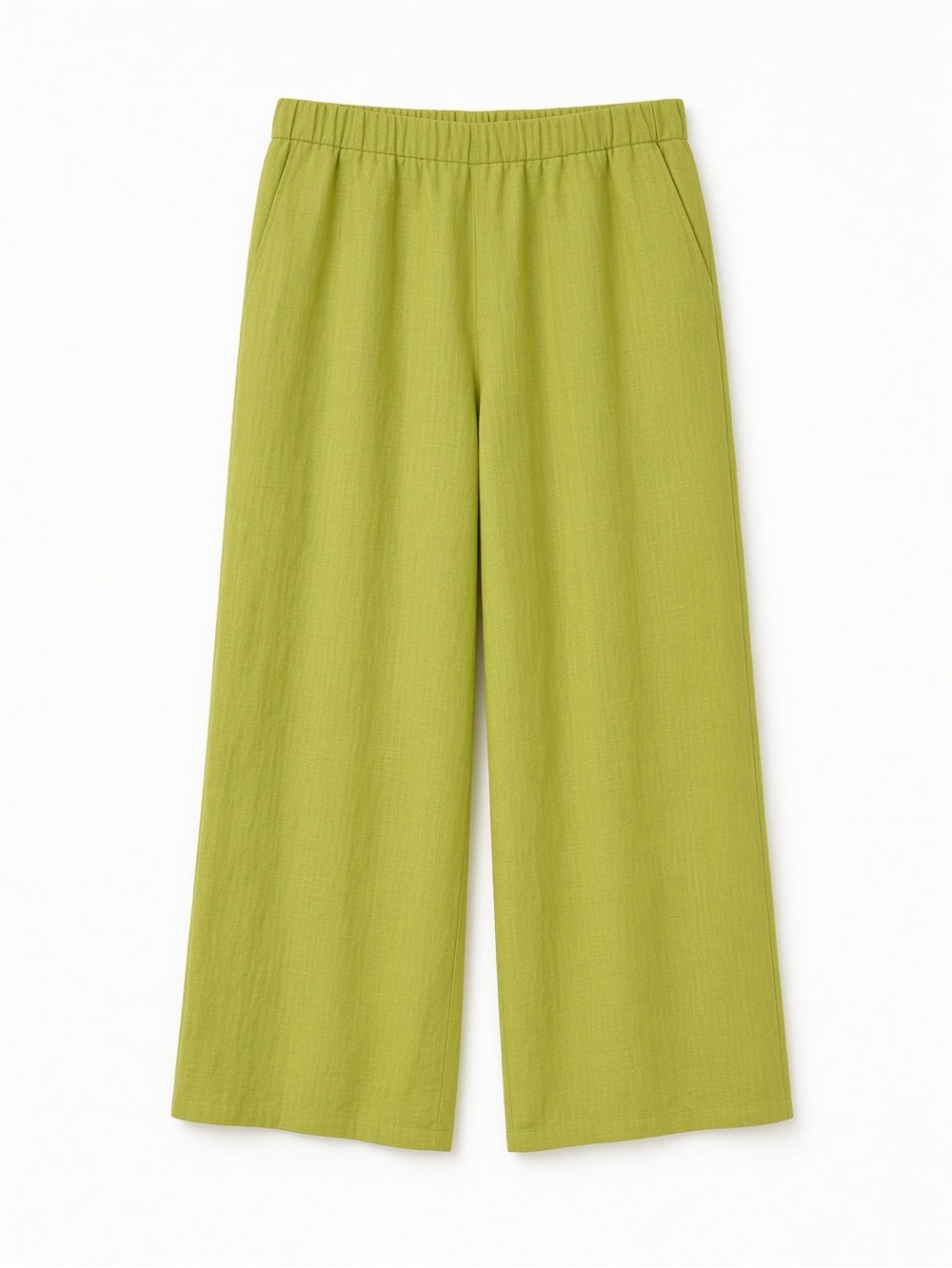 Eileen Fisher Lime Green Linen Cropped Pants - Picture 3 of 7